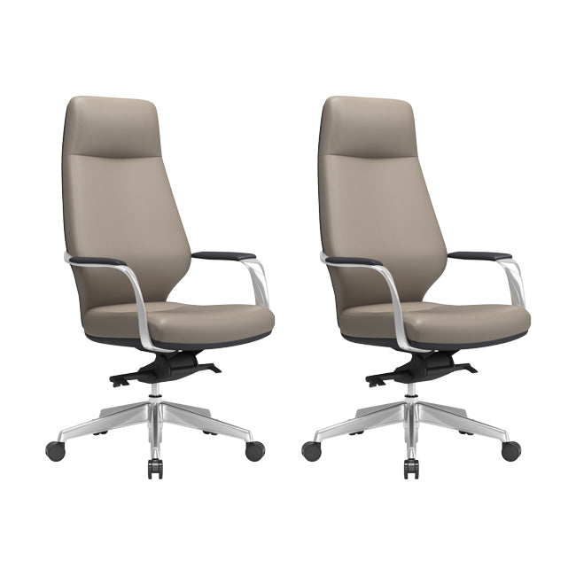 Chaise pivotante en cuir moderne Chaise de bureau ergonomique à bras fixes