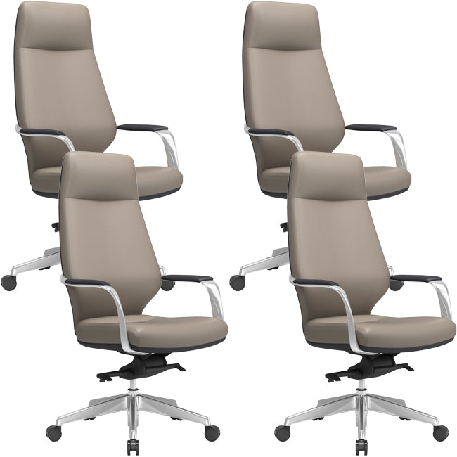 Chaise pivotante en cuir moderne Chaise de bureau ergonomique à bras fixes