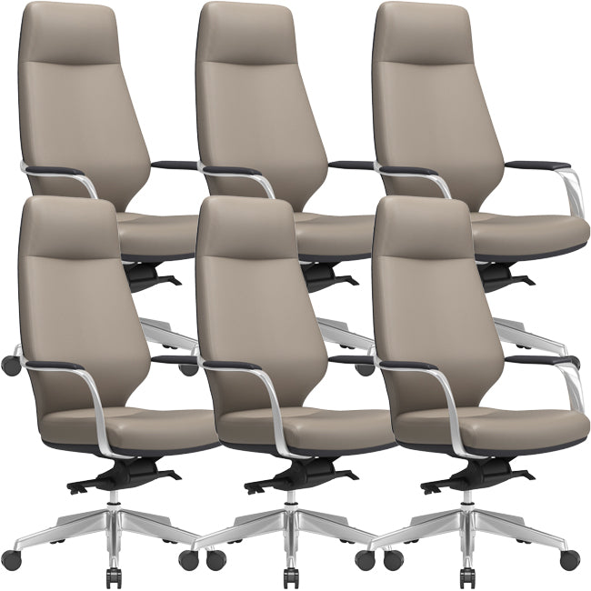 Chaise pivotante en cuir moderne Chaise de bureau ergonomique à bras fixes