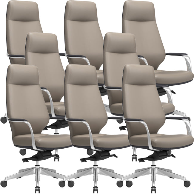 Chaise pivotante en cuir moderne Chaise de bureau ergonomique à bras fixes