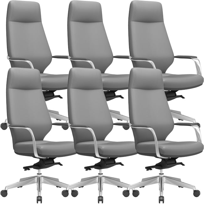 Chaise pivotante en cuir moderne Chaise de bureau ergonomique à bras fixes