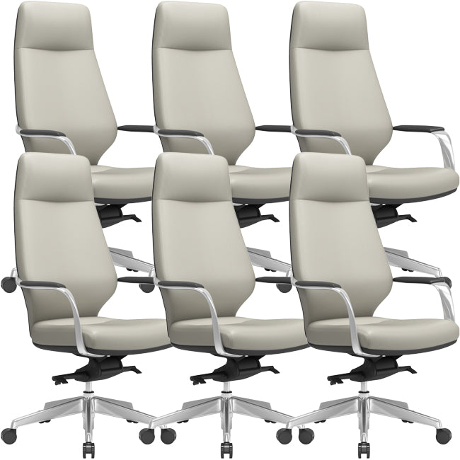 Chaise pivotante en cuir moderne Chaise de bureau ergonomique à bras fixes