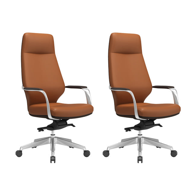 Chaise pivotante en cuir moderne Chaise de bureau ergonomique à bras fixes