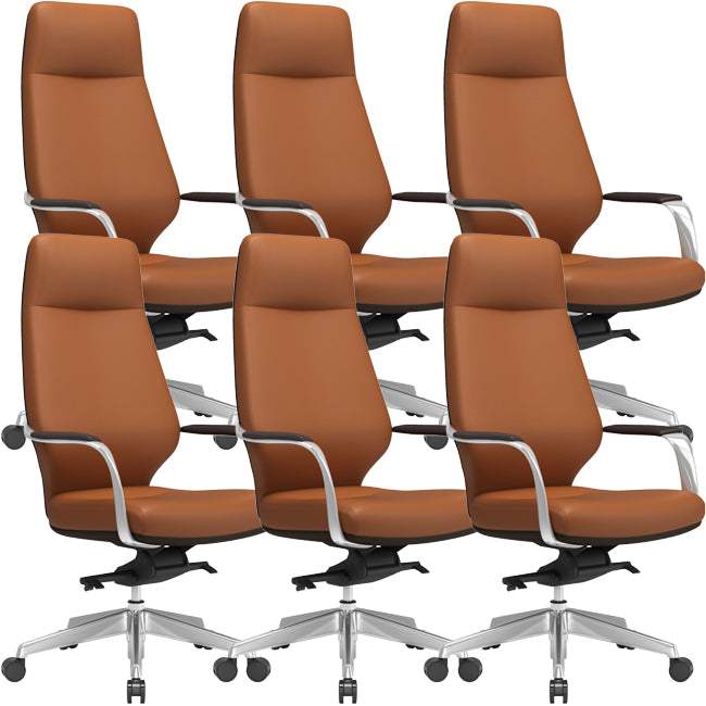 Chaise pivotante en cuir moderne Chaise de bureau ergonomique à bras fixes