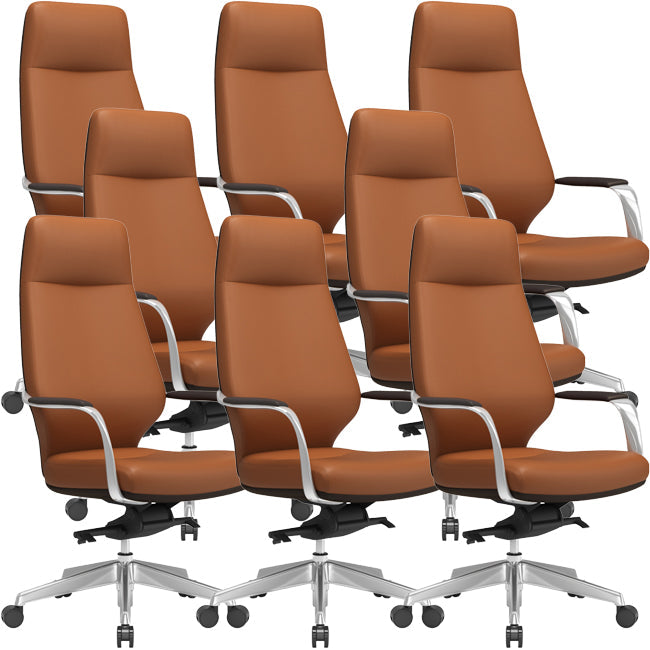 Chaise pivotante en cuir moderne Chaise de bureau ergonomique à bras fixes