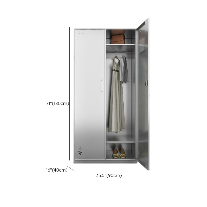 Chrome Metal Storage Cabinet Contemporary Cabinet with Hinged Doors