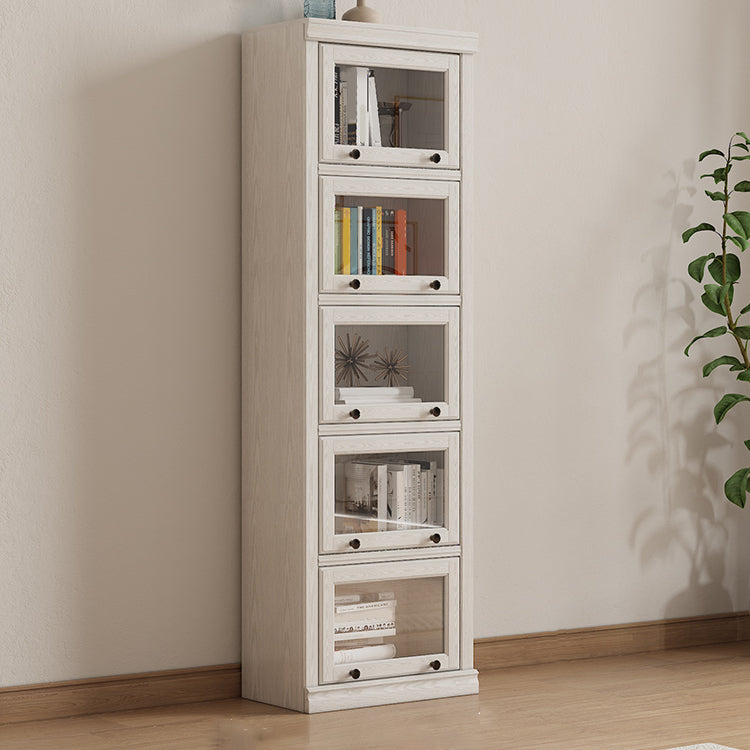 Wooden Standard Bookshelf Contemporary White Bookcase with Doors 24"L x 13"W x 76"H Clearhalo 'Bookcases' 'furn' 'furn_bookcases' 'Furniture' 'Office Furniture' 6717421