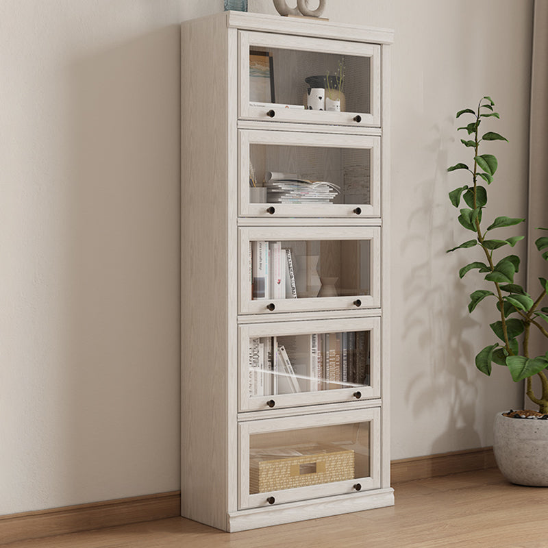 Wooden Standard Bookshelf Contemporary White Bookcase with Doors 31"L x 13"W x 76"H Clearhalo 'Bookcases' 'furn' 'furn_bookcases' 'Furniture' 'Office Furniture' 6717424