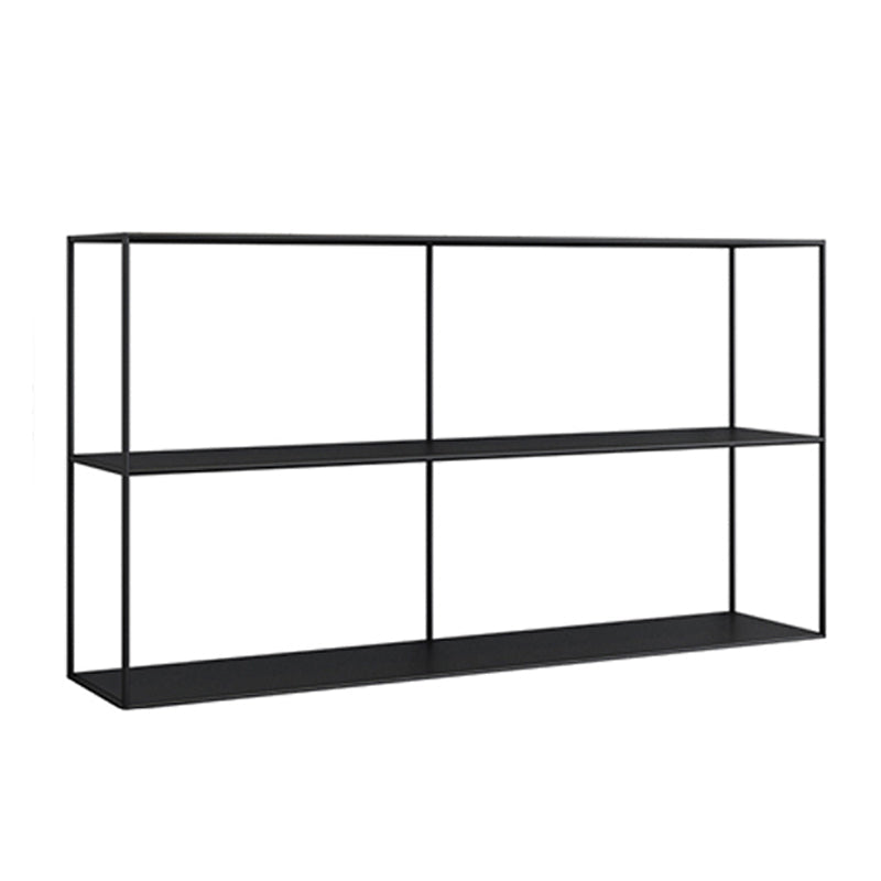 Etagere Open Back Bookcase Metal Contemporary Bookshelf with Shelves 59.1"L x 12.2"W x 32.3"H Black Clearhalo 'Bookcases' 'furn' 'furn_bookcases' 'Furniture' 'Office Furniture' 6717441