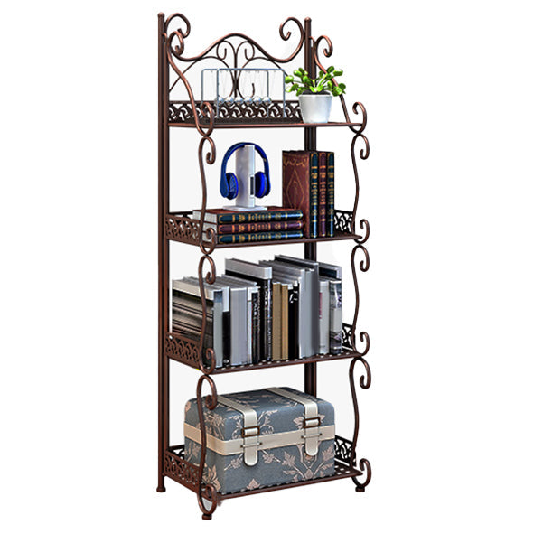 Metal Standard Bookcase Contemporary Open Back Bookshelf with Shelves 13"L x 7.9"W x 34.6"H Coffee Clearhalo 'Bookcases' 'furn' 'furn_bookcases' 'Furniture' 'Office Furniture' 6717492
