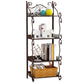 Metal Standard Bookcase Contemporary Open Back Bookshelf with Shelves 13.4"L x 8.3"W x 39.4"H Coffee Clearhalo 'Bookcases' 'furn' 'furn_bookcases' 'Furniture' 'Office Furniture' 6717495