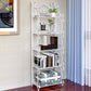 Metal Standard Bookcase Contemporary Open Back Bookshelf with Shelves 13.4"L x 8.3"W x 43.7"H White Clearhalo 'Bookcases' 'furn' 'furn_bookcases' 'Furniture' 'Office Furniture' 6717498