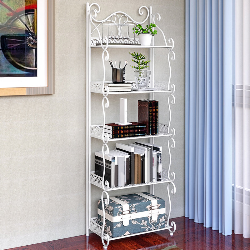 Metal Standard Bookcase Contemporary Open Back Bookshelf with Shelves 13.4"L x 8.3"W x 43.7"H White Clearhalo 'Bookcases' 'furn' 'furn_bookcases' 'Furniture' 'Office Furniture' 6717498