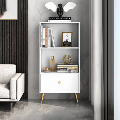Contemporary Engineered Wood Bookcase Closed Back Standard Bookshelf White Clearhalo 'Bookcases' 'furn' 'furn_bookcases' 'Furniture' 'Office Furniture' 6717570