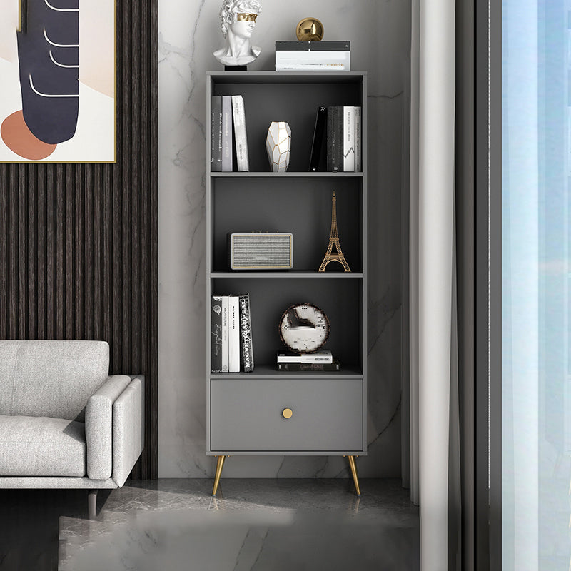 Contemporary Engineered Wood Bookcase Closed Back Standard Bookshelf Grey Clearhalo 'Bookcases' 'furn' 'furn_bookcases' 'Furniture' 'Office Furniture' 6717572
