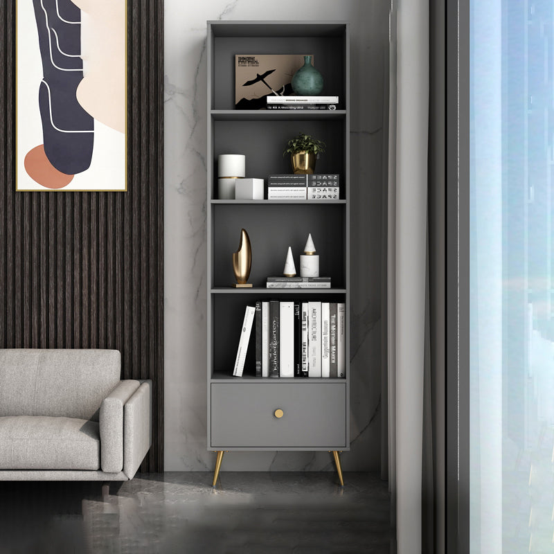 Contemporary Engineered Wood Bookcase Closed Back Standard Bookshelf Grey Clearhalo 'Bookcases' 'furn' 'furn_bookcases' 'Furniture' 'Office Furniture' 6717576