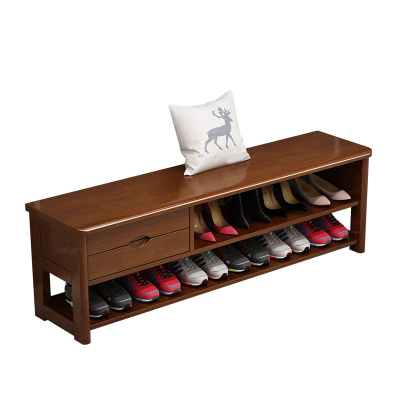 Mid-Century Modern Seating Bench Rectangle Shoe Storage Entryway Bedroom Bench 31"L x 12"W x 17"H Walnut Clearhalo 'Benches' 'Chairs & Seating' 'furn' 'furn_benches' 'Furniture' 'Living Room Furniture' 6717614