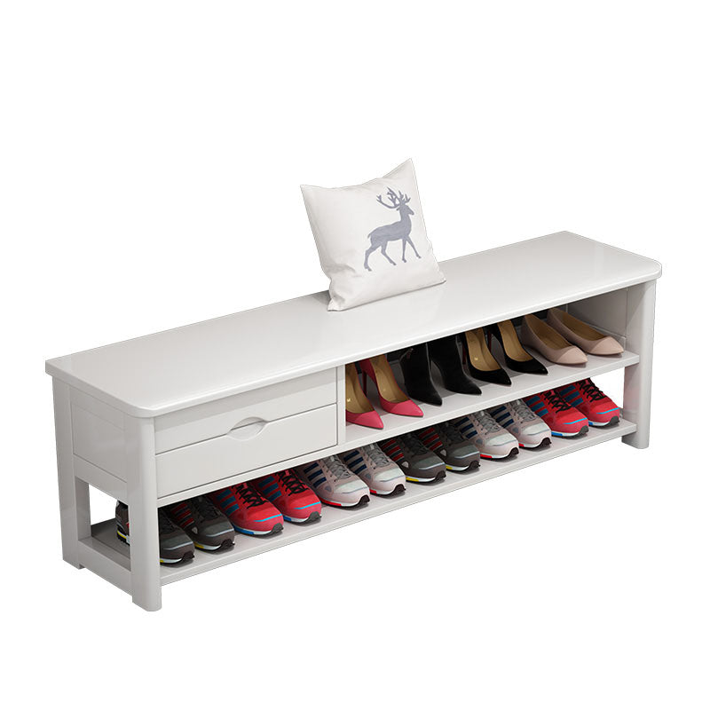 Mid-Century Modern Seating Bench Rectangle Shoe Storage Entryway Bedroom Bench 31"L x 12"W x 17"H White Clearhalo 'Benches' 'Chairs & Seating' 'furn' 'furn_benches' 'Furniture' 'Living Room Furniture' 6717618