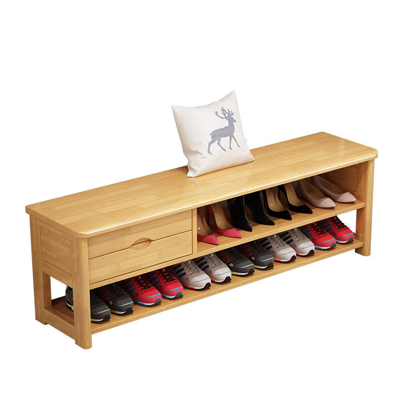 Mid-Century Modern Seating Bench Rectangle Shoe Storage Entryway Bedroom Bench 31"L x 12"W x 17"H Natural Clearhalo 'Benches' 'Chairs & Seating' 'furn' 'furn_benches' 'Furniture' 'Living Room Furniture' 6717619