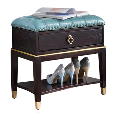 14" W Cushioned Seating Bench Rectangle Shoe Storage Entryway Bench 23.6"L x 13.8"W x 18.9"H Sky Blue-Black Clearhalo 'Benches' 'Chairs & Seating' 'furn' 'furn_benches' 'Furniture' 'Living Room Furniture' 6717663