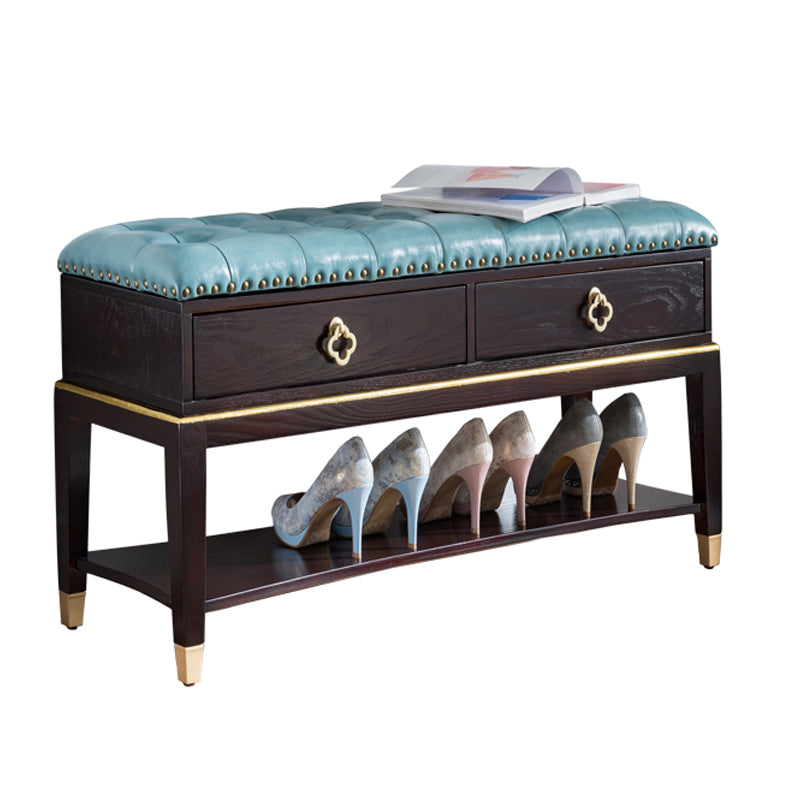 14" W Cushioned Seating Bench Rectangle Shoe Storage Entryway Bench 31.5"L x 13.8"W x 18.9"H Sky Blue-Black Clearhalo 'Benches' 'Chairs & Seating' 'furn' 'furn_benches' 'Furniture' 'Living Room Furniture' 6717666