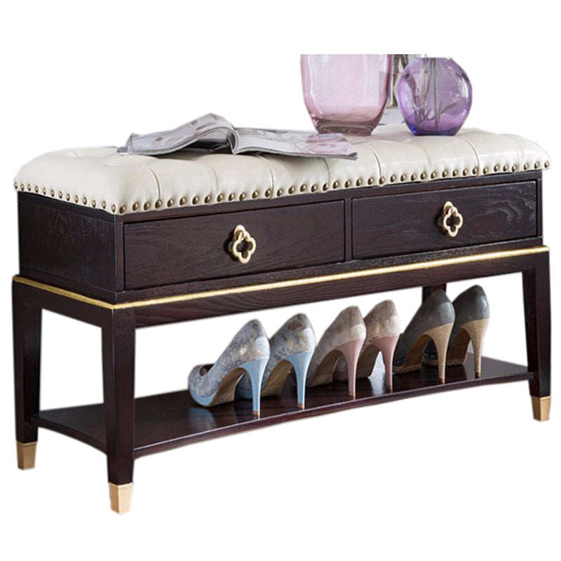 14" W Cushioned Seating Bench Rectangle Shoe Storage Entryway Bench 31.5"L x 13.8"W x 18.9"H Black-White Clearhalo 'Benches' 'Chairs & Seating' 'furn' 'furn_benches' 'Furniture' 'Living Room Furniture' 6717667