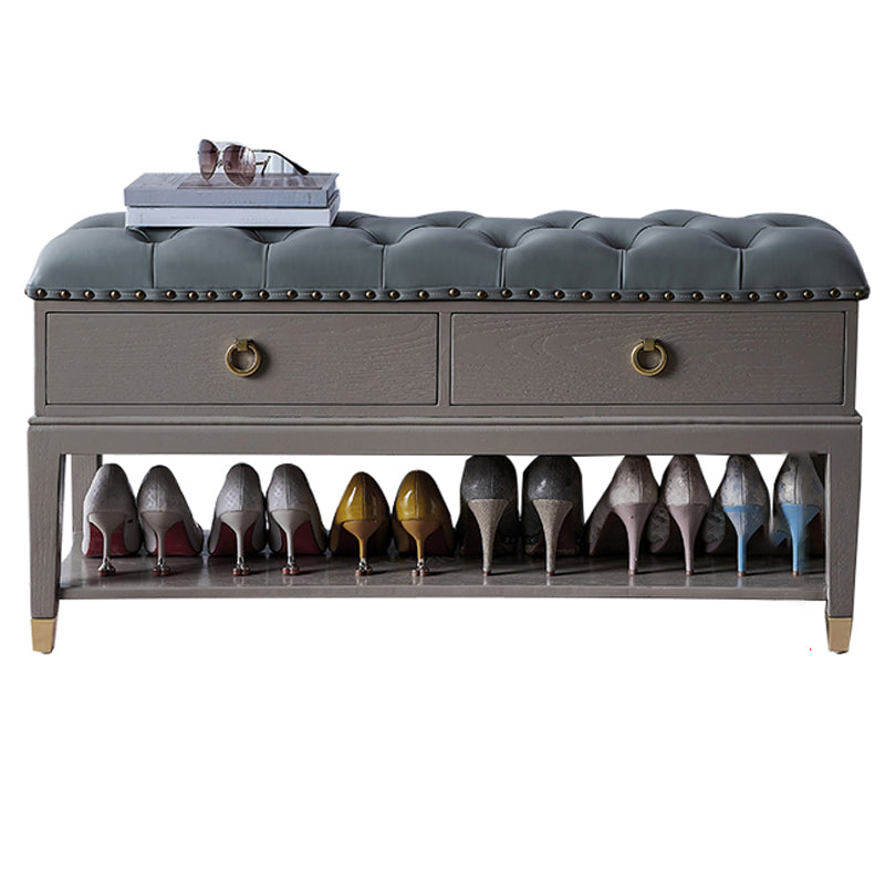 14" W Cushioned Seating Bench Rectangle Shoe Storage Entryway Bench 31.5"L x 13.8"W x 18.9"H Grey Clearhalo 'Benches' 'Chairs & Seating' 'furn' 'furn_benches' 'Furniture' 'Living Room Furniture' 6717669