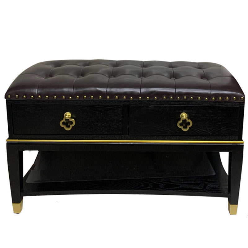 14" W Cushioned Seating Bench Rectangle Shoe Storage Entryway Bench 39.4"L x 13.8"W x 18.9"H Black-Brown Clearhalo 'Benches' 'Chairs & Seating' 'furn' 'furn_benches' 'Furniture' 'Living Room Furniture' 6717675