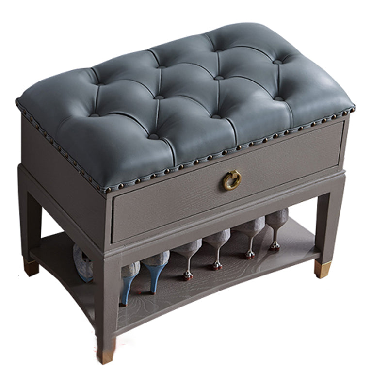 14" W Cushioned Seating Bench Rectangle Shoe Storage Entryway Bench 23.6"L x 13.8"W x 18.9"H Grey Clearhalo 'Benches' 'Chairs & Seating' 'furn' 'furn_benches' 'Furniture' 'Living Room Furniture' 6717676