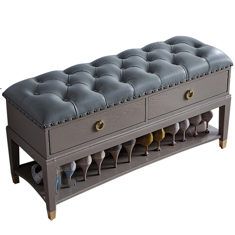 14" W Cushioned Seating Bench Rectangle Shoe Storage Entryway Bench 39.4"L x 13.8"W x 18.9"H Grey Clearhalo 'Benches' 'Chairs & Seating' 'furn' 'furn_benches' 'Furniture' 'Living Room Furniture' 6717677