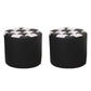Color Block Ottoman Faux Leather Stain Resistant Cylinder Shape Pouf Ottoman 12"L x 12"W x 11"H Black 2 Piece Set Clearhalo 'furn' 'furn_ottomans_poufs' 'Furniture' 'Living Room Furniture' 'Ottomans & Poufs' 'ottomans_poufs' 6719085