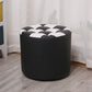 Color Block Ottoman Faux Leather Stain Resistant Cylinder Shape Pouf Ottoman 12"L x 12"W x 11"H Black 1 Piece Clearhalo 'furn' 'furn_ottomans_poufs' 'Furniture' 'Living Room Furniture' 'Ottomans & Poufs' 'ottomans_poufs' 6719087
