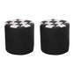 Color Block Ottoman Faux Leather Stain Resistant Cylinder Shape Pouf Ottoman 12"L x 12"W x 14"H Black 2 Piece Set Clearhalo 'furn' 'furn_ottomans_poufs' 'Furniture' 'Living Room Furniture' 'Ottomans & Poufs' 'ottomans_poufs' 6719088