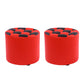 Color Block Ottoman Faux Leather Stain Resistant Cylinder Shape Pouf Ottoman 12"L x 12"W x 11"H Red 2 Piece Set Clearhalo 'furn' 'furn_ottomans_poufs' 'Furniture' 'Living Room Furniture' 'Ottomans & Poufs' 'ottomans_poufs' 6719092