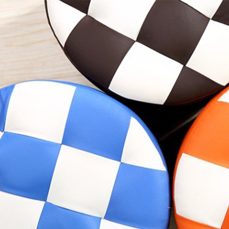 Color Block Ottoman Faux Leather Stain Resistant Cylinder Shape Pouf Ottoman Clearhalo 'furn' 'furn_ottomans_poufs' 'Furniture' 'Living Room Furniture' 'Ottomans & Poufs' 'ottomans_poufs' 6719096