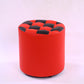 Color Block Ottoman Faux Leather Stain Resistant Cylinder Shape Pouf Ottoman 12"L x 12"W x 14"H Red 1 Piece Clearhalo 'furn' 'furn_ottomans_poufs' 'Furniture' 'Living Room Furniture' 'Ottomans & Poufs' 'ottomans_poufs' 6719097