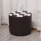 Color Block Ottoman Faux Leather Stain Resistant Cylinder Shape Pouf Ottoman 12"L x 12"W x 11"H Brown 1 Piece Clearhalo 'furn' 'furn_ottomans_poufs' 'Furniture' 'Living Room Furniture' 'Ottomans & Poufs' 'ottomans_poufs' 6719102