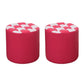 Color Block Ottoman Faux Leather Stain Resistant Cylinder Shape Pouf Ottoman 12"L x 12"W x 14"H Rose Red 2 Piece Set Clearhalo 'furn' 'furn_ottomans_poufs' 'Furniture' 'Living Room Furniture' 'Ottomans & Poufs' 'ottomans_poufs' 6719133
