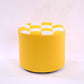 Color Block Ottoman Faux Leather Stain Resistant Cylinder Shape Pouf Ottoman 12"L x 12"W x 11"H Yellow White 1 Piece Clearhalo 'furn' 'furn_ottomans_poufs' 'Furniture' 'Living Room Furniture' 'Ottomans & Poufs' 'ottomans_poufs' 6719141