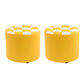 Color Block Ottoman Faux Leather Stain Resistant Cylinder Shape Pouf Ottoman 12"L x 12"W x 11"H Yellow White 2 Piece Set Clearhalo 'furn' 'furn_ottomans_poufs' 'Furniture' 'Living Room Furniture' 'Ottomans & Poufs' 'ottomans_poufs' 6719142