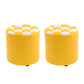 Color Block Ottoman Faux Leather Stain Resistant Cylinder Shape Pouf Ottoman 12"L x 12"W x 14"H Yellow White 2 Piece Set Clearhalo 'furn' 'furn_ottomans_poufs' 'Furniture' 'Living Room Furniture' 'Ottomans & Poufs' 'ottomans_poufs' 6719145