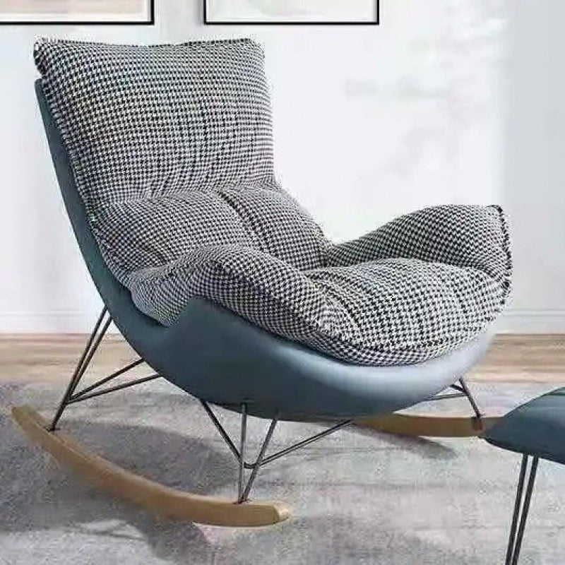 Classic Rocker Chair Pure Color Indoor Velvet Rocking Chair with Dark legs Blue Houndstooth Clearhalo 'Chairs & Seating' 'furn' 'furn_rocking_chairs' 'Furniture' 'Living Room Furniture' 'Rocking Chairs' 'rocking_chairs' 6719191