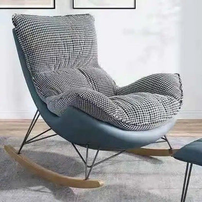 Classic Rocker Chair Pure Color Indoor Velvet Rocking Chair with Dark legs Blue Houndstooth Clearhalo 'Chairs & Seating' 'furn' 'furn_rocking_chairs' 'Furniture' 'Living Room Furniture' 'Rocking Chairs' 'rocking_chairs' 6719191