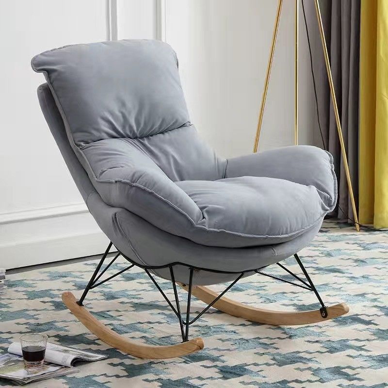 Classic Rocker Chair Pure Color Indoor Velvet Rocking Chair with Dark legs Off-White Clearhalo 'Chairs & Seating' 'furn' 'furn_rocking_chairs' 'Furniture' 'Living Room Furniture' 'Rocking Chairs' 'rocking_chairs' 6719192
