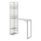 Glam Rectangle Bar Set 1/2 Pieces Self-Storing Leaf Pub Table with Upholstered Stool White Table 53"L x 13"W Clearhalo 'Bar Furniture' 'furn' 'furn_home_bar_bar_sets' 'Furniture' 'Home Bars & Bar Sets' 'home_bar_bar_sets' 'Kitchen & Dining Furniture' 6719312