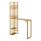 Glam Rectangle Bar Set 1/2 Pieces Self-Storing Leaf Pub Table with Upholstered Stool Gold Table 53"L x 17"W Clearhalo 'Bar Furniture' 'furn' 'furn_home_bar_bar_sets' 'Furniture' 'Home Bars & Bar Sets' 'home_bar_bar_sets' 'Kitchen & Dining Furniture' 6719313
