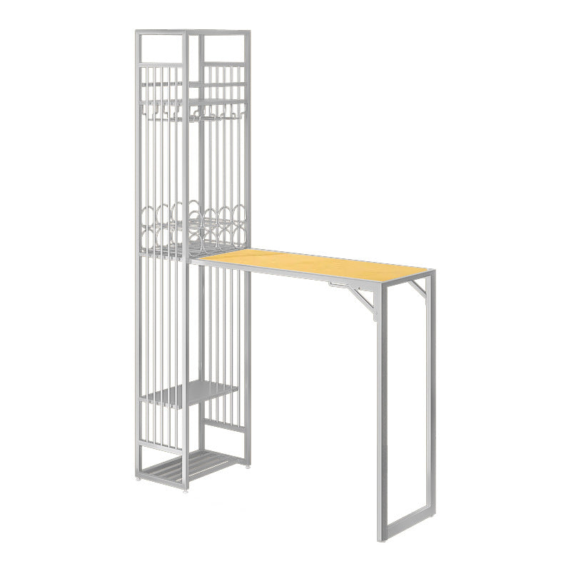 Glam Rectangle Bar Set 1/2 Pieces Self-Storing Leaf Pub Table with Upholstered Stool Nature Table 53"L x 13"W Clearhalo 'Bar Furniture' 'furn' 'furn_home_bar_bar_sets' 'Furniture' 'Home Bars & Bar Sets' 'home_bar_bar_sets' 'Kitchen & Dining Furniture' 6719315