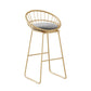 Glam Rectangle Bar Set 1/2 Pieces Self-Storing Leaf Pub Table with Upholstered Stool Gold 30"H Stool (Single) Clearhalo 'Bar Furniture' 'furn' 'furn_home_bar_bar_sets' 'Furniture' 'Home Bars & Bar Sets' 'home_bar_bar_sets' 'Kitchen & Dining Furniture' 6719319