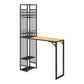 Glam Rectangle Bar Set 1/2 Pieces Self-Storing Leaf Pub Table with Upholstered Stool Black Table 53"L x 17"W Clearhalo 'Bar Furniture' 'furn' 'furn_home_bar_bar_sets' 'Furniture' 'Home Bars & Bar Sets' 'home_bar_bar_sets' 'Kitchen & Dining Furniture' 6719320