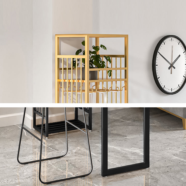 Glam Rectangle Bar Set 1/2 Pieces Self-Storing Leaf Pub Table with Upholstered Stool Clearhalo 'Bar Furniture' 'furn' 'furn_home_bar_bar_sets' 'Furniture' 'Home Bars & Bar Sets' 'home_bar_bar_sets' 'Kitchen & Dining Furniture' 6719322